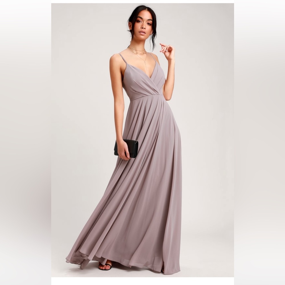 Lulus All About Love Taupe Maxi Dress size L